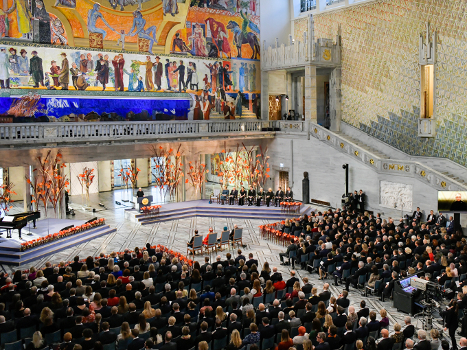 Nobels fredsprisutdeling i Oslo rådhus. Foto: Rodrigo Freitas / NTB